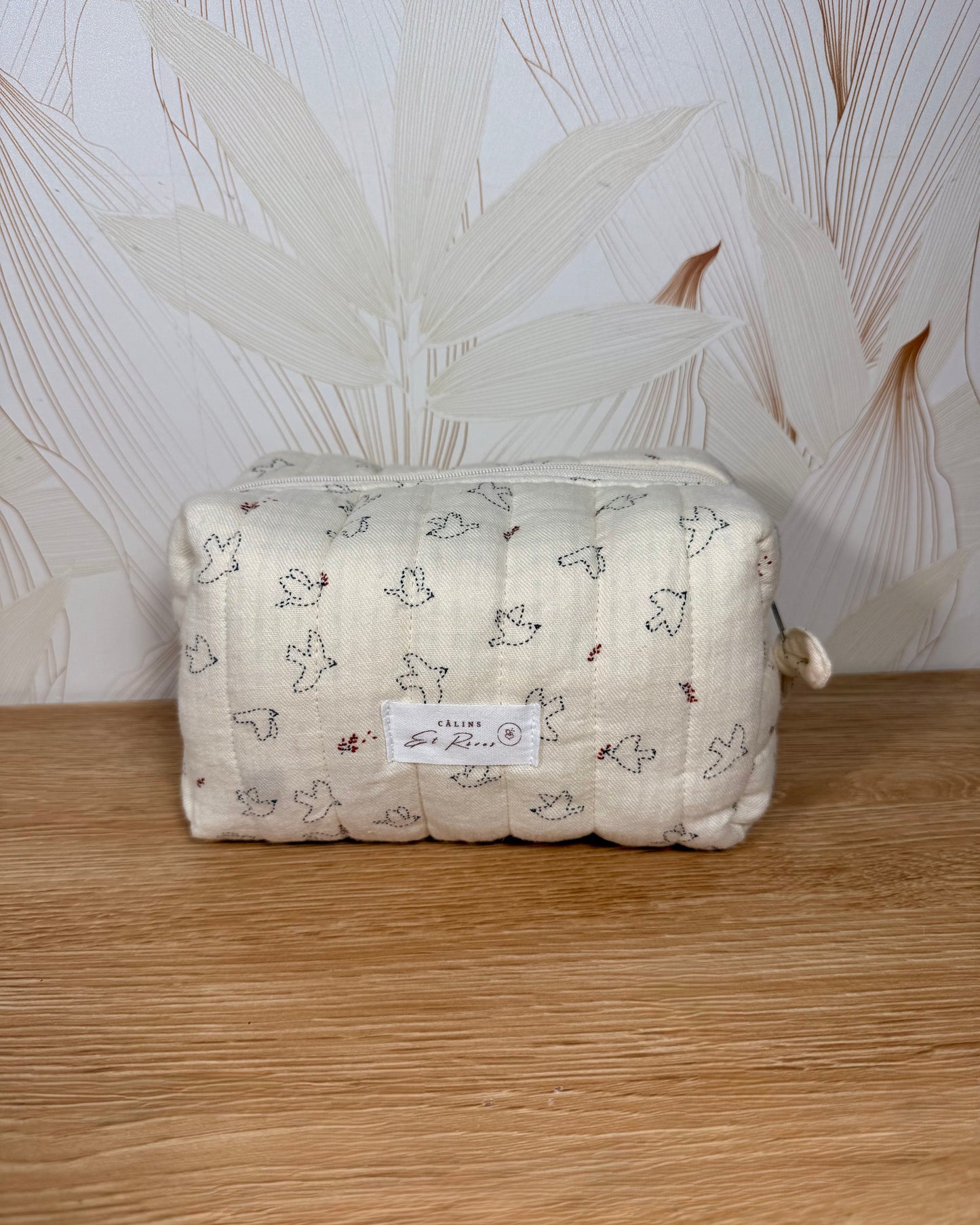 Calins et Reves trousse de toilette matelassée oiseaux