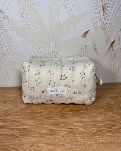 Calins et Reves trousse de toilette matelassée oiseaux