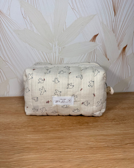 Calins et Reves trousse de toilette matelassée oiseaux