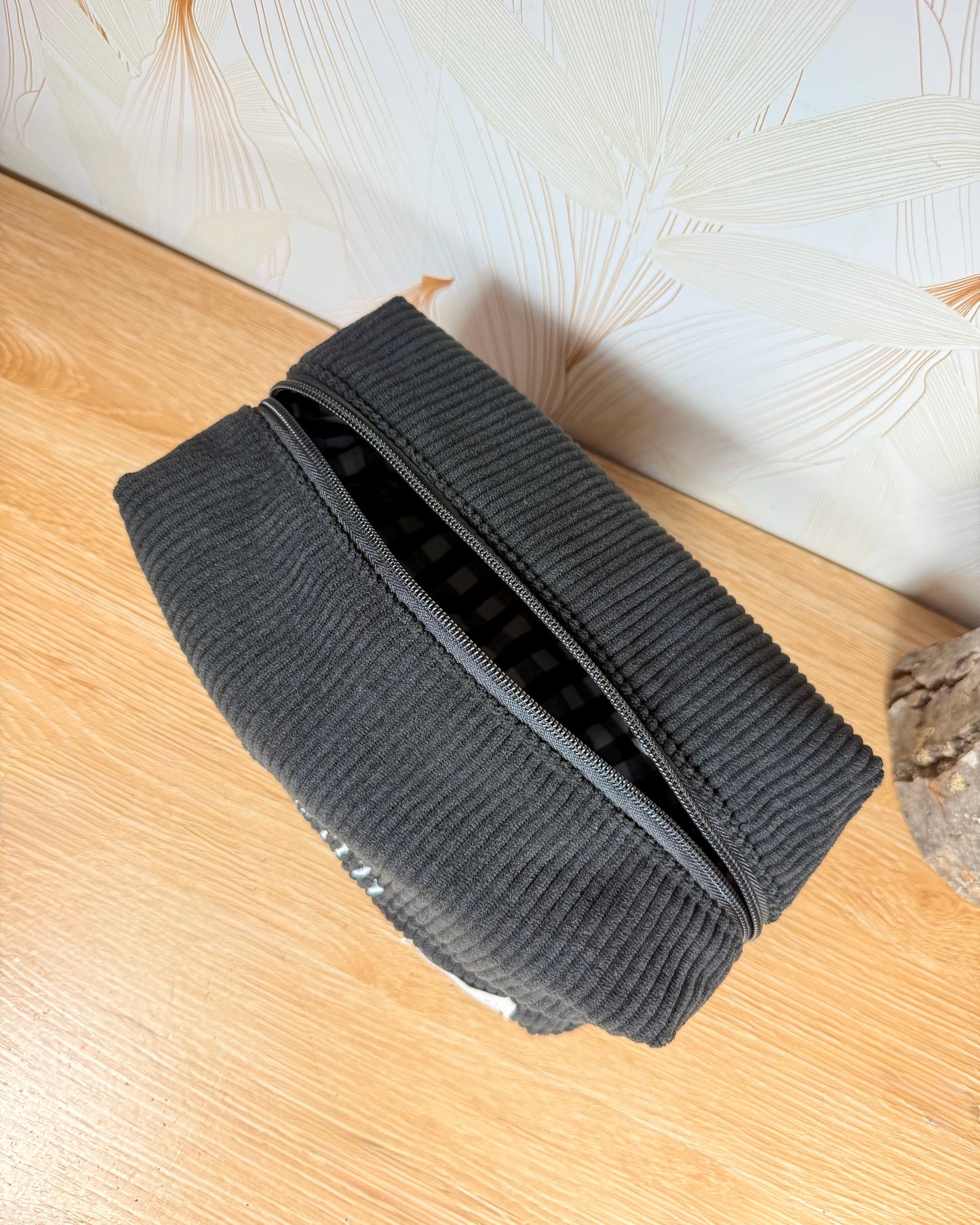 Trousse de toilette personnalisée velours noir