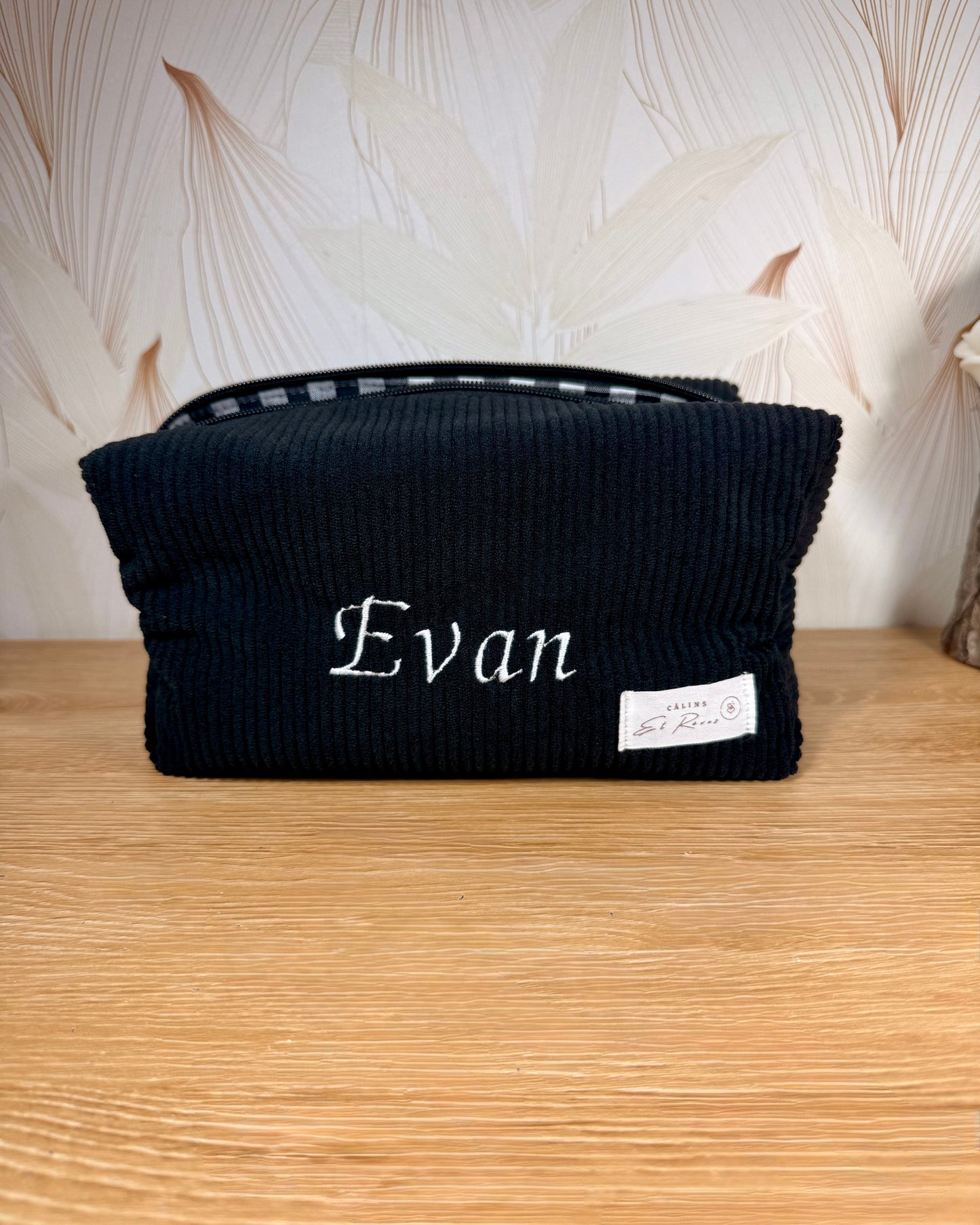 Trousse de toilette personnalisée velours noir